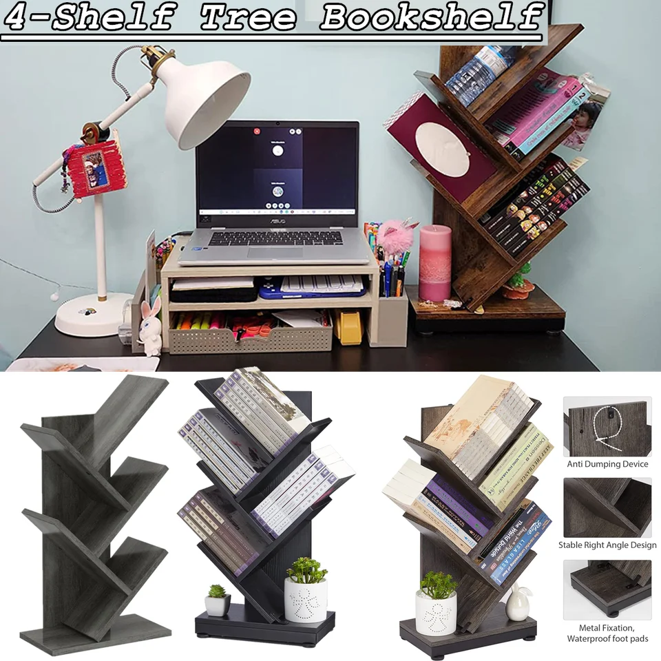 4-stupňová knižnica stromov, knižné úložisko ARGIVER POLITKY POLOŽKY Knižovacia knižnica, Domáca knižnica Displej pre CD/Magazine/Knihy