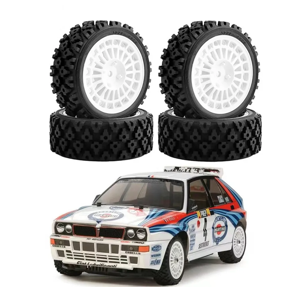4*Súprava pneumatík univerzálnych kolies pre TAMIYA TT01/TT02/XV-01/XV02/HPI 1/10 RC PLATNÉ RAKOVANÉ RALLE RALLY CAR DIY Príslušenstvo