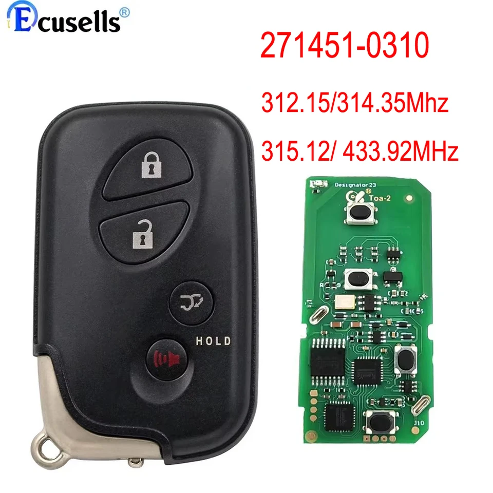 4 tlačidlá 312/314,35/315.12/433,92 MHz PCB 271451-0310 Smart Keyless GO Entry pre Lexus LS460 GS ES 2005-2012