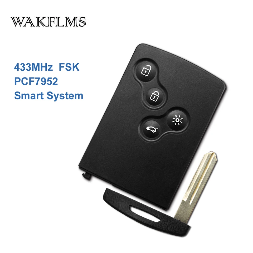 4 Tlačidlá Smart Remote Key 433 MHz PCF7952 ChIP pre Samsung QM5 Renault Koleos 2008 2009 2010 2011