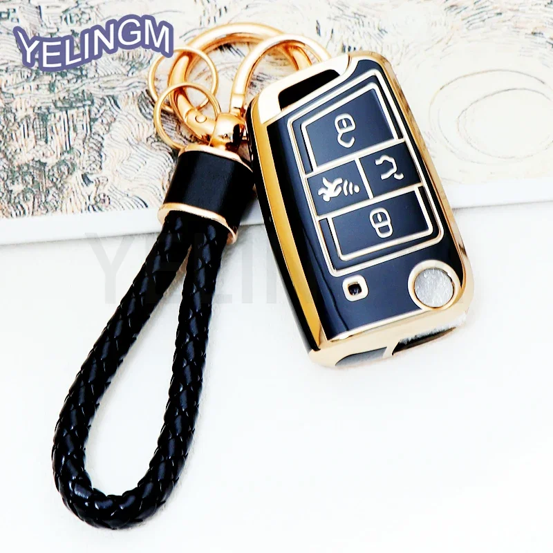 4 tlačidlá TPU TPU Kľúčové puzdro Kryt shell FOB pre Volkswagen VW Golf 7 Alltrack MK7 Tiguan sedadlo Ateca Leon Ibiza Skoda Octavia