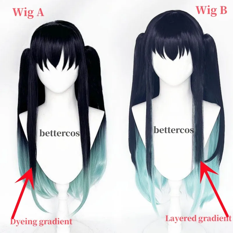 4 typy anime tokitou muichirou cosplay parochňa parochňa kisatsutai tokitou muichirou parochňa čierny gradient zelená