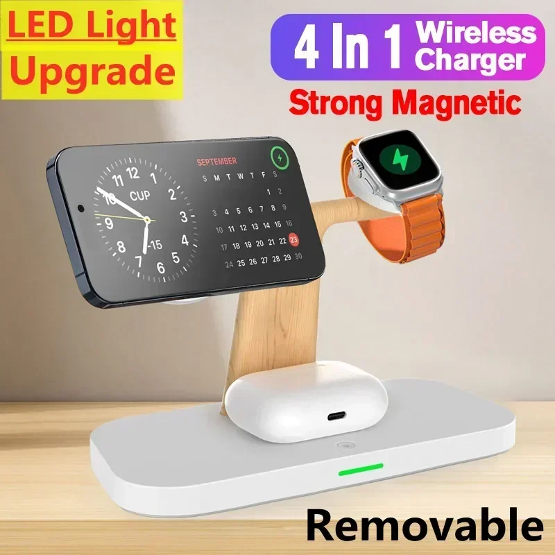4 v 1 Magnetic Wireless Stand pre iPhone 16 15 14 13 Pro Max Apple Watch 1-9