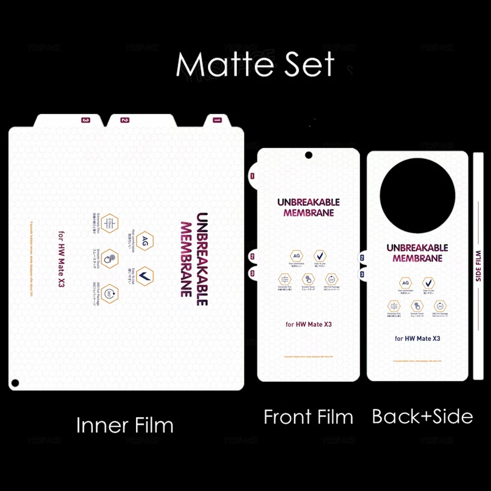 4 v 1 mäkkom matnom matnom hydrogélovom filme pre Huawei Mate x2 x3 x5 x xs 2 3 5 xs2 predný zadný chrbát HD Transparentný chránič obrazovky