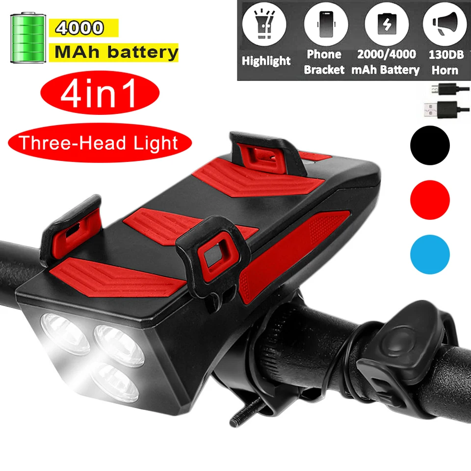 4 v 1 trojzera Multifunkčný bicykel Držiteľ mobilného telefónu Bicykel Bell Bell Mobile Power Supply Doplnky bicyklov