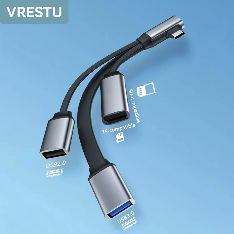 4 v 1 typu C OTG Splitter Adapter Cable USBC do USB3.0 Hub TF SD kompatibilný čítač pre karty pre MacBook iPad Pro iPhone 15 16 5 Gbps