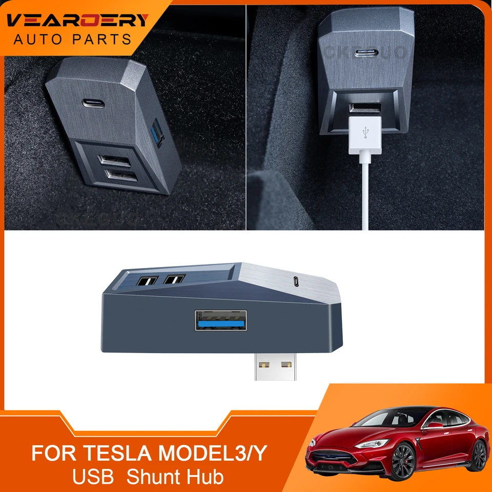 4 v 1 USB Hub Ports for Tesla Model 3 Y 2017-2022 2023