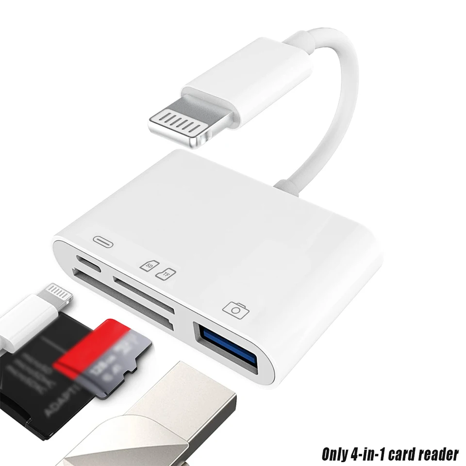 4 v 1 USB OTG Card Reader kompatibilná s pamäťou fotoaparátu SD/TF pre iPhone Samsung Huawei Xiaomi Rýchle nabíjanie portu iOS typu C