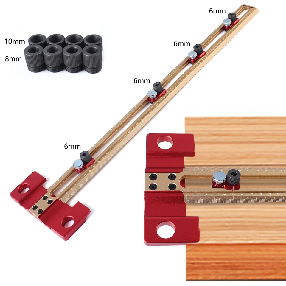 4 V 1 vŕtací polohovací pravítko Kombinácia Písacieho uhla precíznej značky T-Culer Hardware Jig Woodworking Meranie