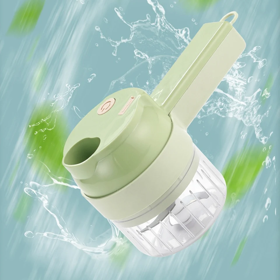 4 v 1 zeleninový krájač potravín Food Chopper Wireless Electric Cesnak s strunom ručiek s ručnou farbou USB Mäsový brúska plátok 자동야채슬라이서