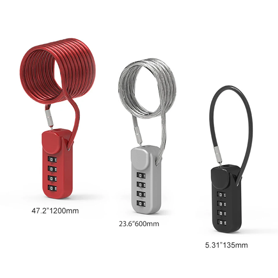 4 -číslicový kombinovaný kód Číslo zámku s pružinovým drôtom lana pre batožinu Zipper Bag Batkack Koutcase Locks Locks