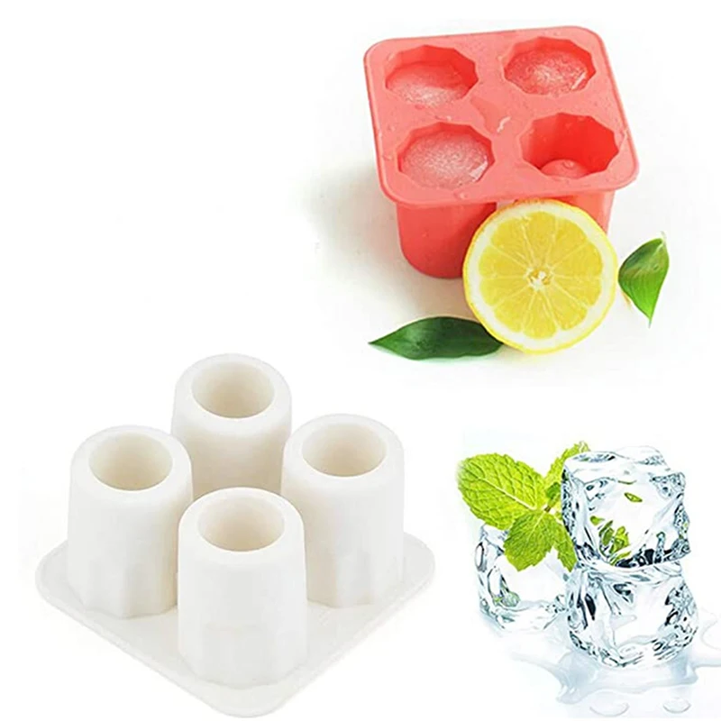 4 šálka Silikónová ľadová kocka Folma Shot Glass Glass Ice Fold Ice Cube Tray Summer Bar Party