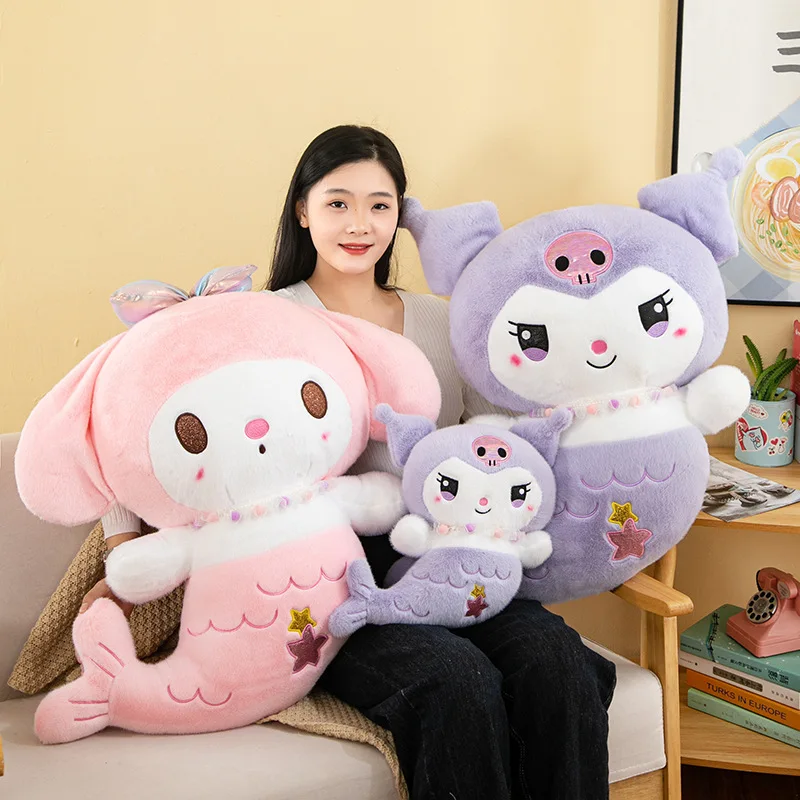 40-70 cm roztomilý Sanrio Kuromi My Melody Morde Morde Plush Toy Kawaii Transformované plyšy mäkké plnené vankúšové vankúš Detské darčeky