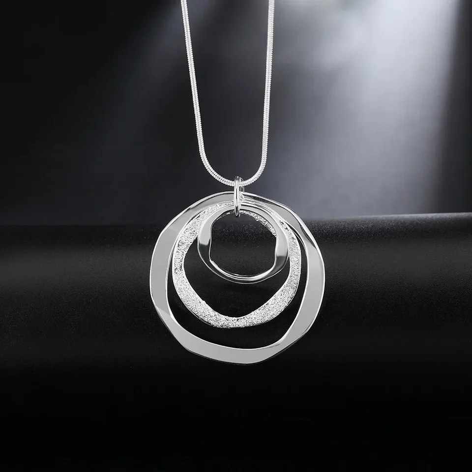 40-75 cm jemná značka 925 Sterling strieborný náhrdelník pre ženy Luxusné svadobné šperky Čechia kruh kruhu prívesky na reťazec