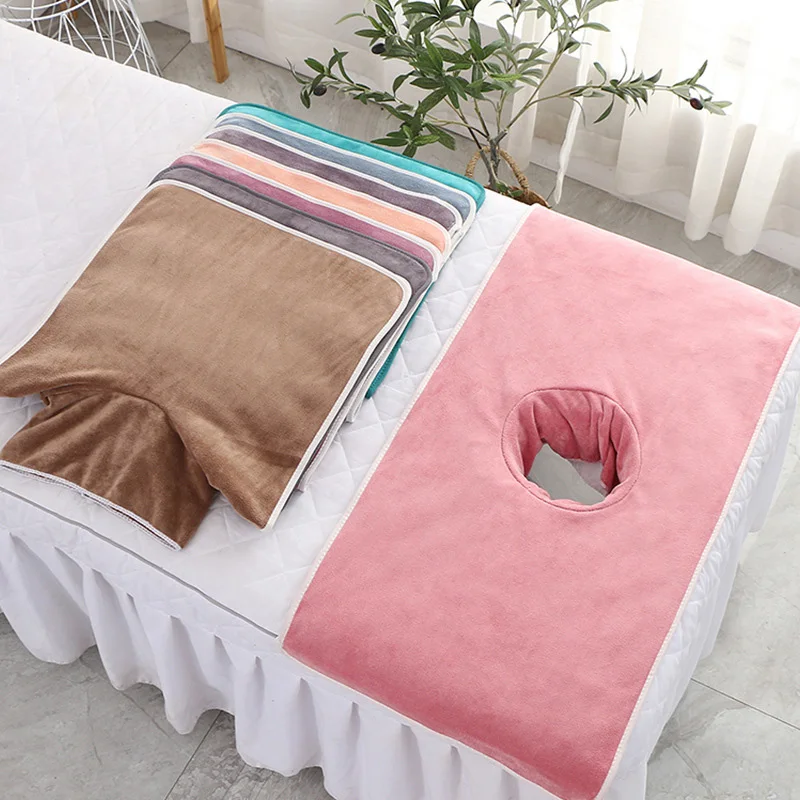 40*80 cm Zahustená masážna posteľná uterák s diermi Krása Krásne kúpeľné dosky Uterák Absorbujúci koralové zamatové uterák na starostlivosť o pleť