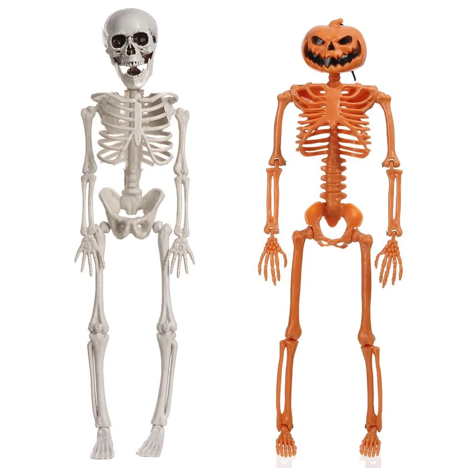 40 cm Halloween ľudská kostra biela oranžová diy dojka lebka strašidelné rekvizity strašidelné domy dekorácie figuríny figuríny vonkajšie vnútorné