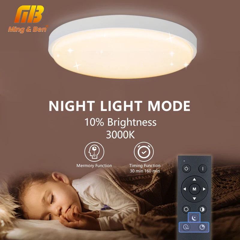 40 cm hviezdy inteligentné stropné žiarovky s diaľkovým ovládaním 36/42 W lesk Stlmenie moderného moderného LED vnútorného osvetlenia pre obývaciu izbu Domáca výzdoba