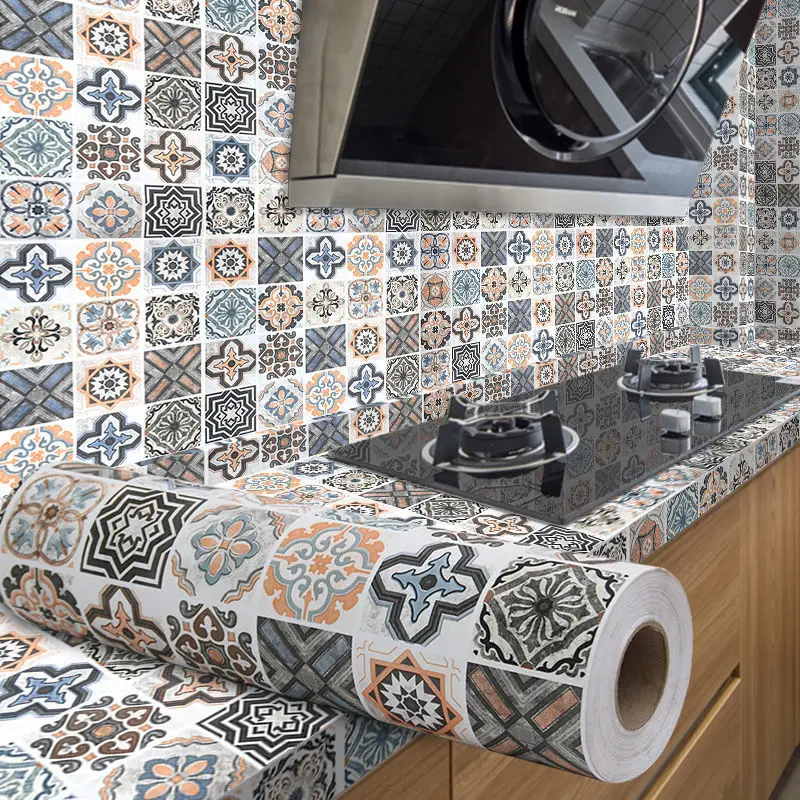 40 cm olejová kuchynská kuchyňa Self Adhesive Furnitur Wall Stickers Papel de Parede Kúpeľňa Dlaždica 3D vodotesná vinylová skrinka tapeta