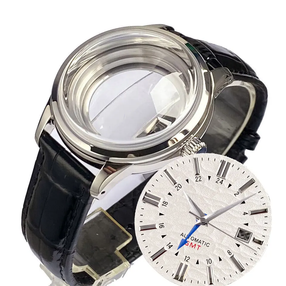 40 mm leštené hodinové puzdro pre NH34 GMT 20ATM Vodotesné oceľové náramky s dvojitým lukom zafír
