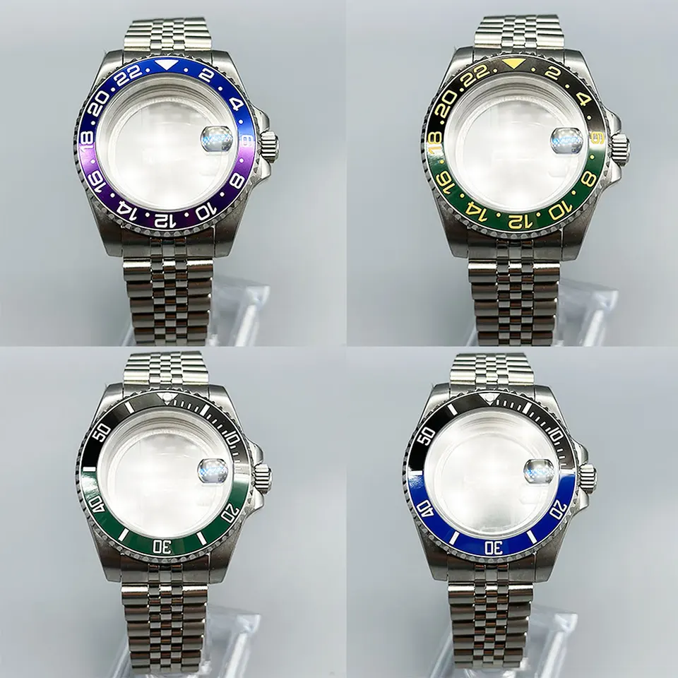 40 mm puzdro NH35 Vodný duch sub zafírový sklenený šváb z nehrdzavejúcej ocele vhodný pre NH34 36 Pohybové diely oceľový remienok
