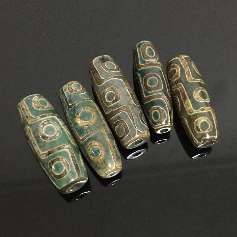 40 mm retro deväť očí prírodný tibetský tibetský dzi agáty korálky DIY Oval Green Green Stone Dragon Žily starožitné archaty pre ženy