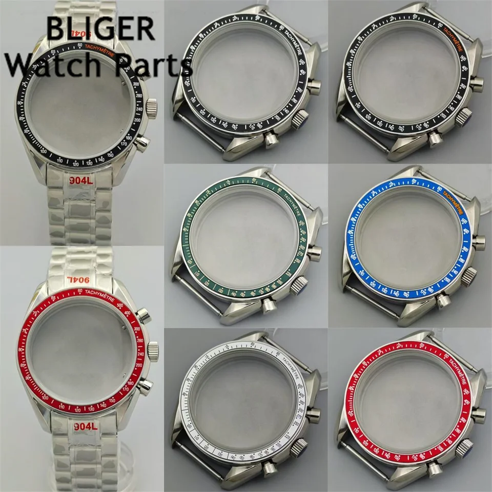40 mm striebro z nehrdzavejúcej ocele pre puzdro pre VK63 VK64 Quartz Movement Quartz Chronograph Multifunkčné pánske príslušenstvo pre hodinky