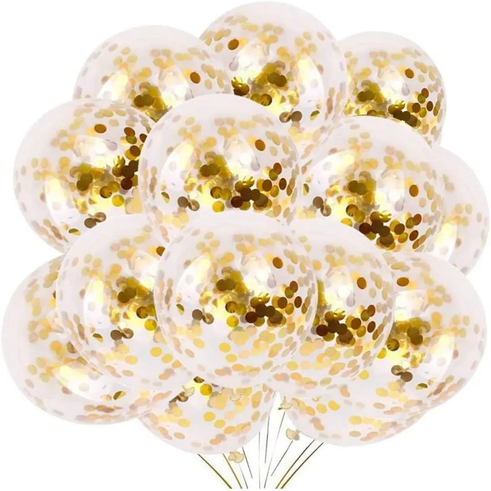 40 PCS Gold Confetti Balóny 12 -palcové zlaté vysoké kvalitné balóny Party so zlatými papierovými bodkami na svadobnú narodeninovú oslavu