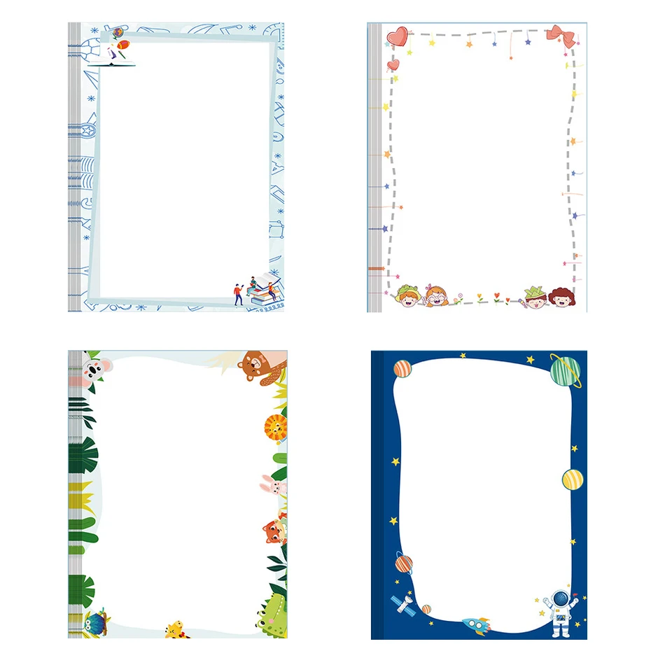 40 počítačov Zhrubne 100 gm písací papiernik Tlačný papier Farebný karikatúrny vzorový papier vytlačiteľný A4 Plant hlavičkový papier