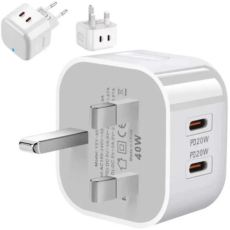 40 W Dual USB C Type C PD Wall Charger Rýchle rýchle nabíjanie adaptérov pre iPad 2 3 4 iPhone 11 12 13 14 15 Xiaomi Huawei 2024