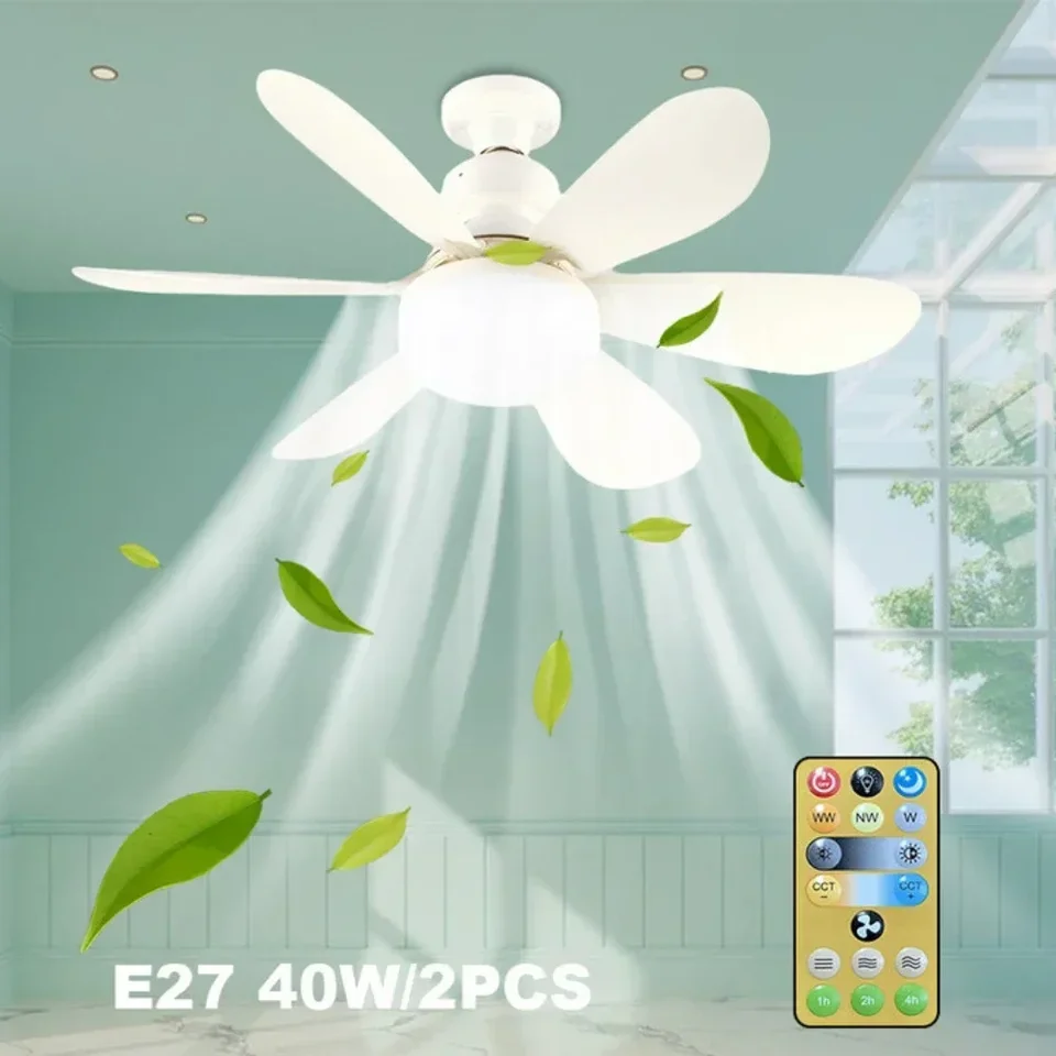 40 W ventilátor E27Ceiling s ľahkým ventilátorom stropného žiarovky s diaľkovým tlmením Funkcie Elektrický cirkulátor ventilátor ventilátora pre miestnosť kuchyňa