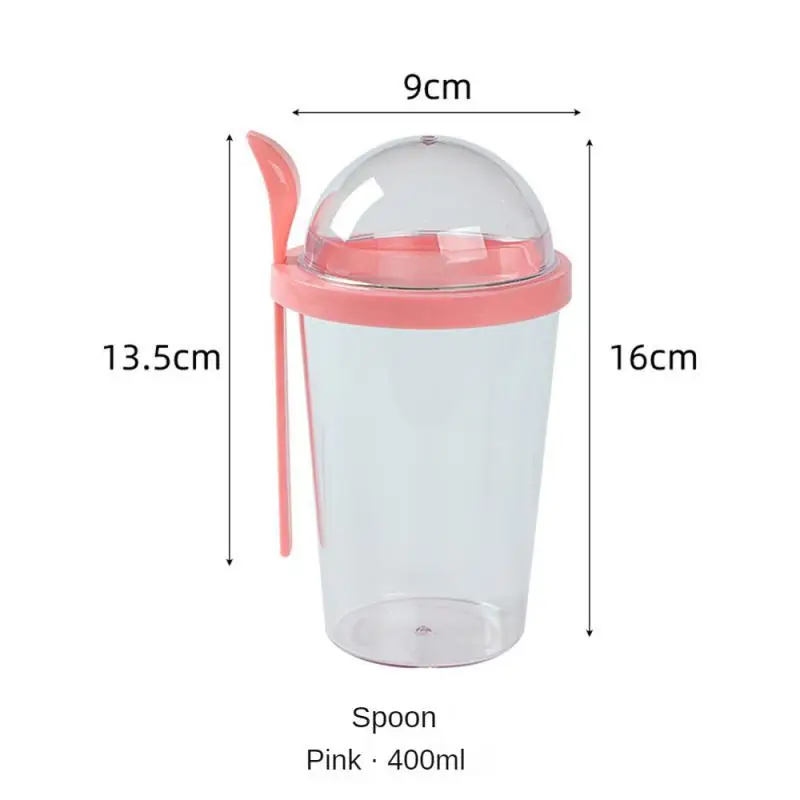 400 ml prenosné raňajky šálky ovsených vločiek Oatmeal Cereal Nut Yogurt Salad Cup Container Obed Bento Salad Bowl Fľaša šalát