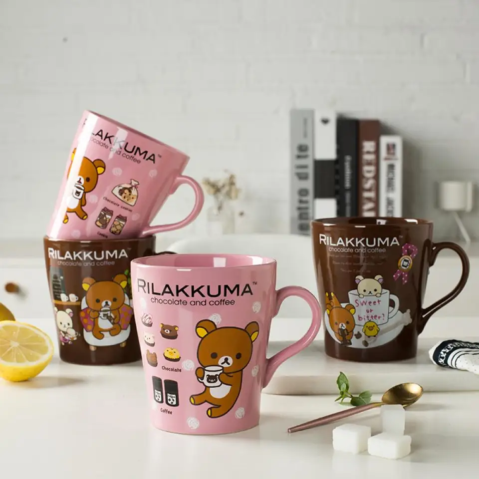 400 ml Rilakkuma Ceramics Hrnček hrnček Vysokokapacitný vodný šálka pár kávu šálka karikatúry roztomilý mliečny šálka narodeniny darček a dovolenkové darčeky