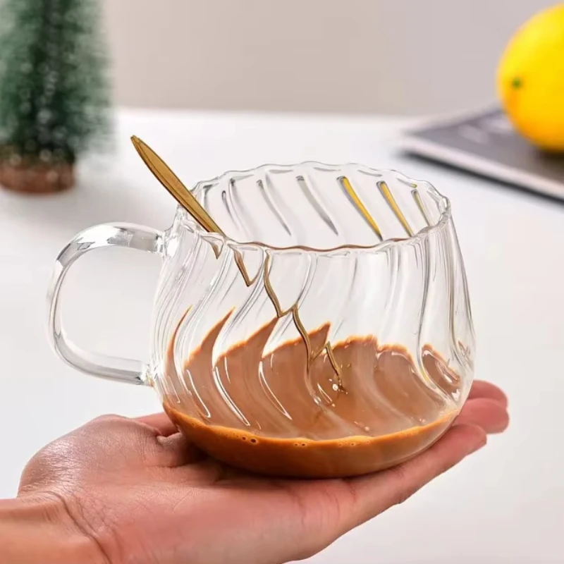 400 ml Stripe okuliare Káva šálka Káza Vysoký borosilikát Glass Hrnce hrnčekové šálky raňajky mlieko sklenený