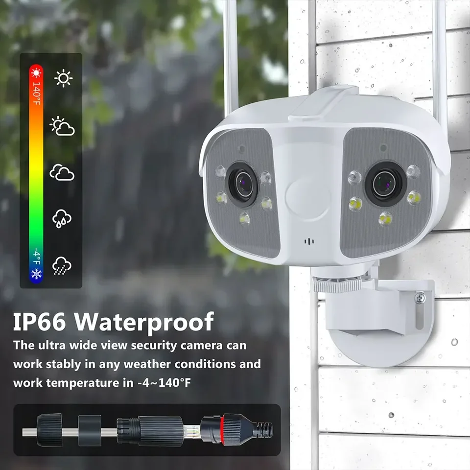 400 W 180 ° Uhol WiFi Fotoaparát 4K 8MP Duálne šošovky nepremokavá panoramatická IP Detekcia Human Detection Domáce bezpečnostné sledovanie CCTV Cam Monitor