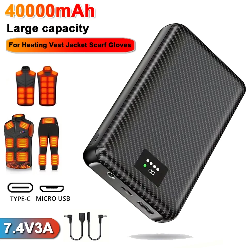 40000 mAh vykurovacie odevy Vonkajšie powerbank DC 7.4 V Pre vyhrievané šalátové rukavice z rukavíc vyhrievanej nohavice zimné teplo