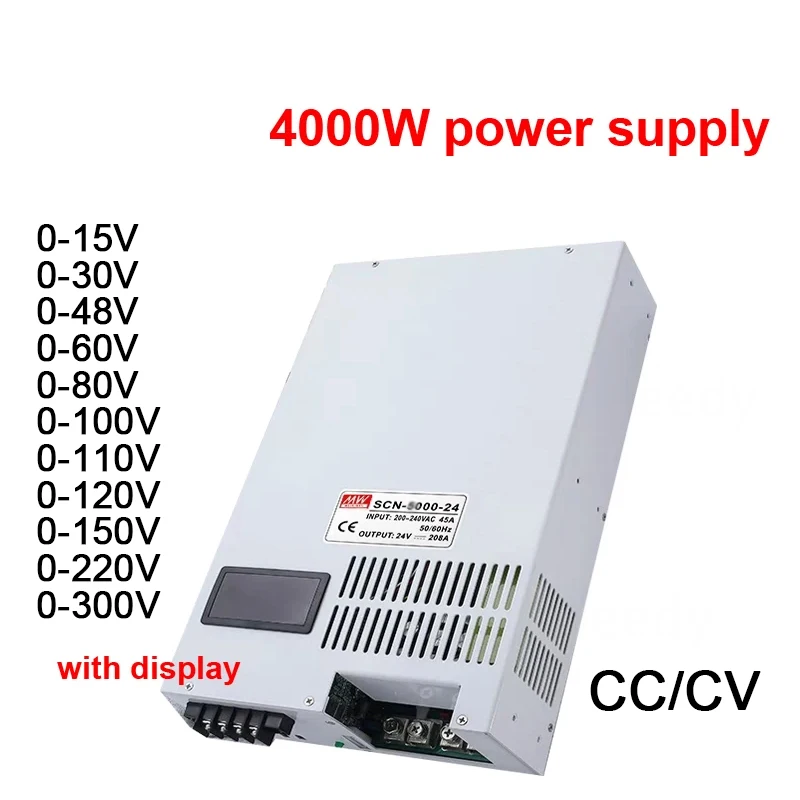 4000W nastaviteľný zdroj prepínača 15V 30V 60V 80V 12V 24V 110V 150V 220V 300V 50A 60A 200A 300A 125A CC/CC/CV 4000W Displej