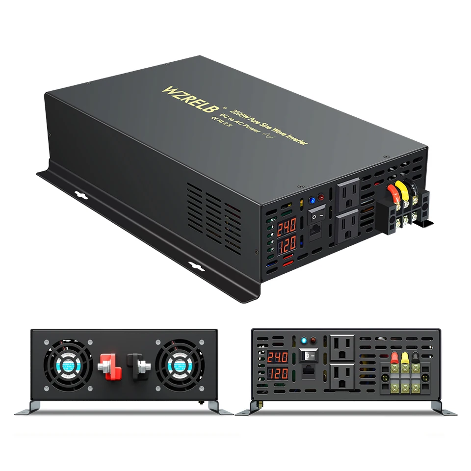4000W PLUICKÝ ČISTO SINE SINE WAVE SOLOR SOLORMER 12V 24V 48V DC až 120 V 220V 240V AC -napájací invertor s káblovým diaľkovým ovládaním