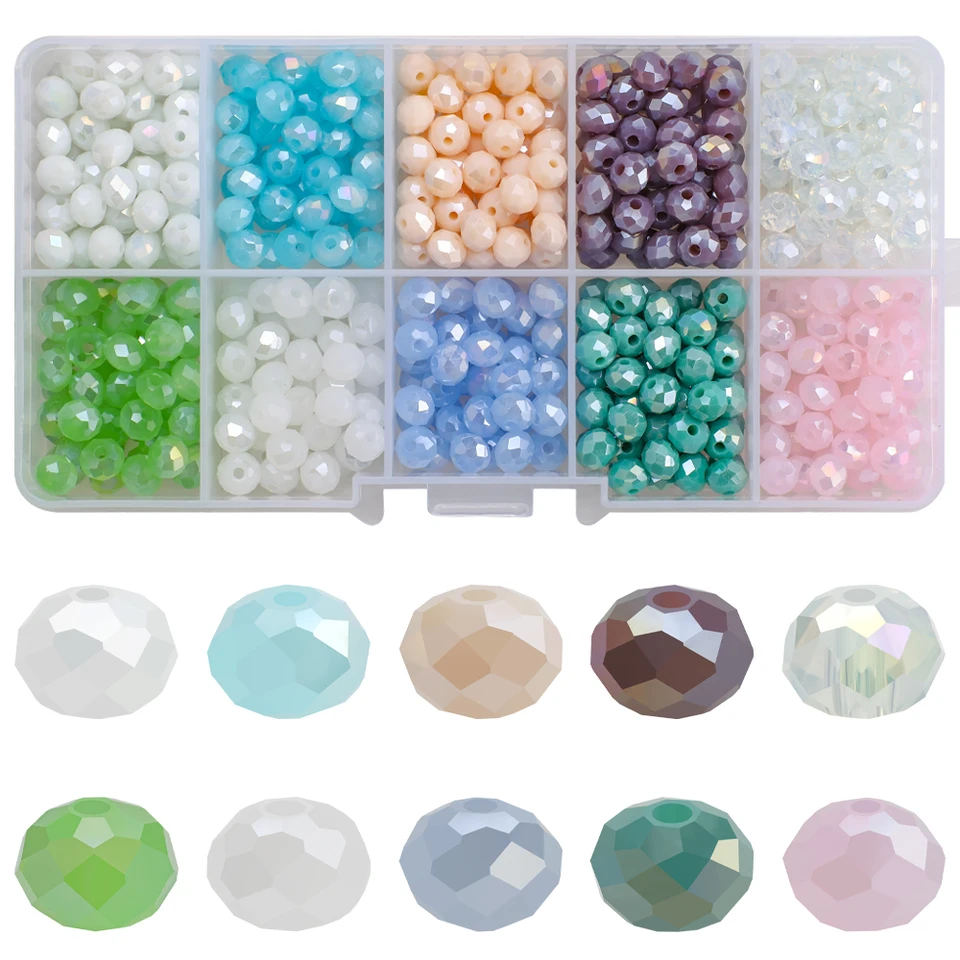 400ks/krabica Crystal Rondelle 6 mm, ktorá je sprevádzaná sklenená guľatá guľôčkové korálky DIY výroba kúzla náramkov