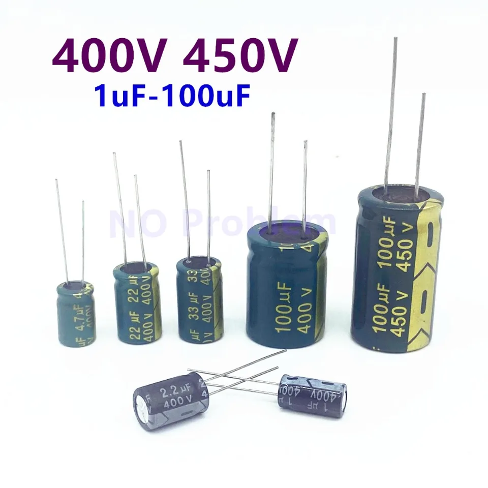 400V 450V Vysokofrekvenčný nízky hliníkový kondenzátor ESR 400V 10UF 3UF 47UF 68UF 100UF 450V 2,2UF 6.8UF 4.7uf 3,3UF 20%