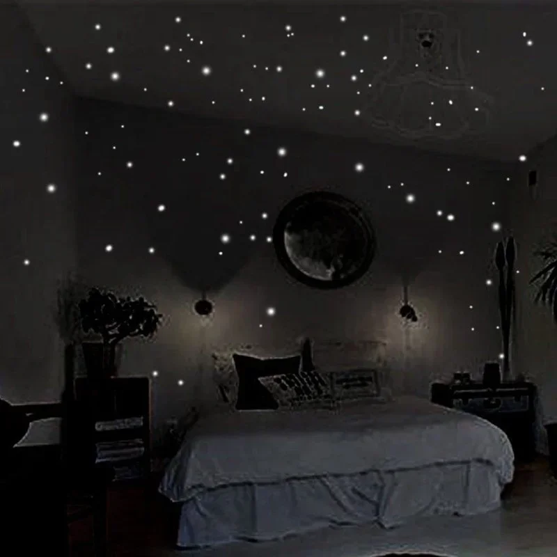 407ks žiarivé steny nálepky na stenu dekoráciu Glow In The Dark Star Vinyl Sticker for Kid Room Creative Fluorescent Party Dekorácie