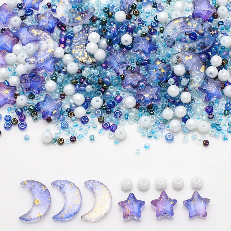 40G Crystal Star Moon Pendant Glass Glass Beads Seedbeads Loose Round Pearl for DIY výroba šperkov remeselných náramkov Náhrny náušnice