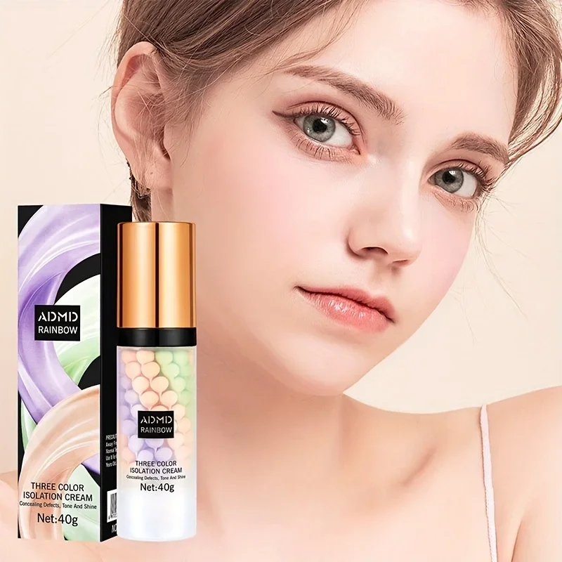 40G Face Makeup Primer Tri-Color Cream Zjasnite obrysovú farbu Izolácia nepremokavý make-up základ