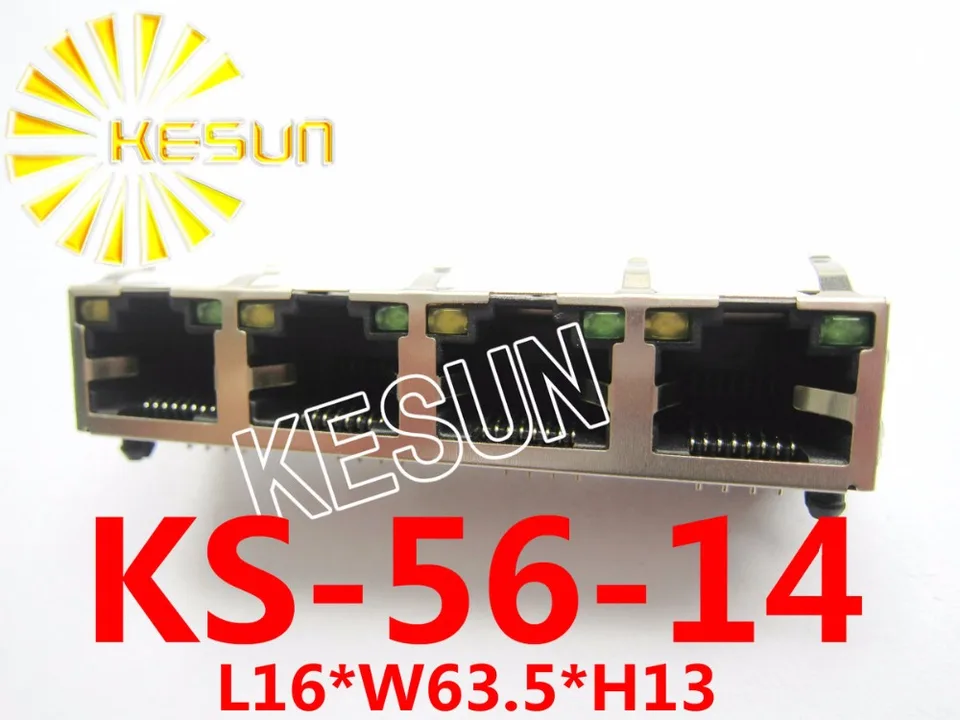 40ks x rj45 56/1x4 štít typu LED Jack 4 port s kovovým šrapnelom PCB PCB pravý uhol Modulárna ženská sieťová zásuvka LAN Connector LAN