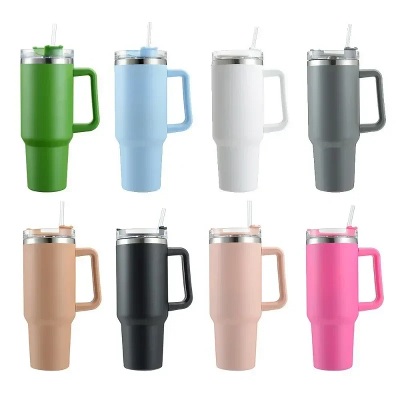 40oz z nehrdzavejúcej ocele fľaša s vodou s rukoväťou veka Vákuum Thermos Cup Coape Coffee hrnček Prispôsobený pohárik
