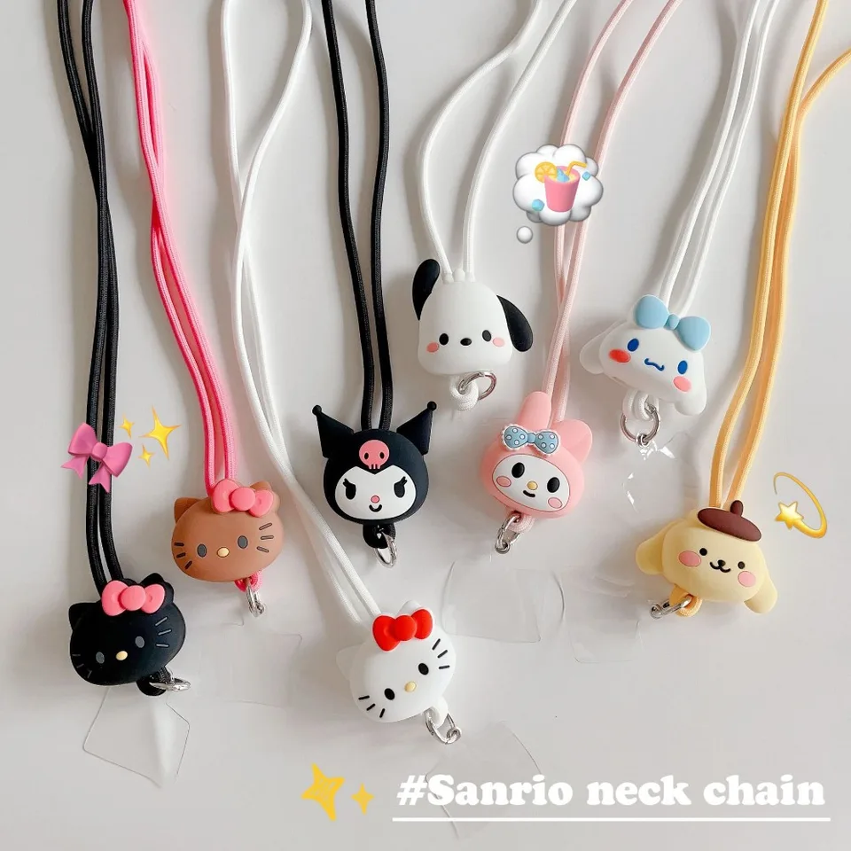 40Styles Kawaii Hello Kitty Kuromi My Melody Hangyodo Cinnamoroll Telefón Lanyard Anime Sanrios Doll Doll Anti-Fall Keychain reťaz lano