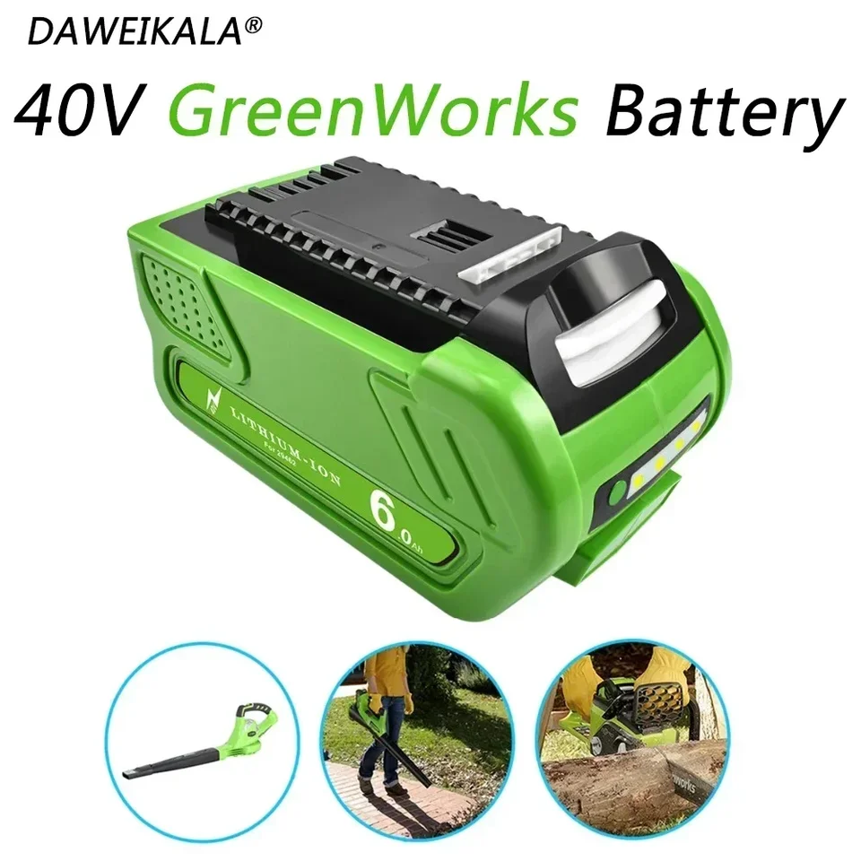 40V 18650 Li-Ion Nabíjateľná batéria 40V 6000MAH pre GreenWorks 29462 29472 29282