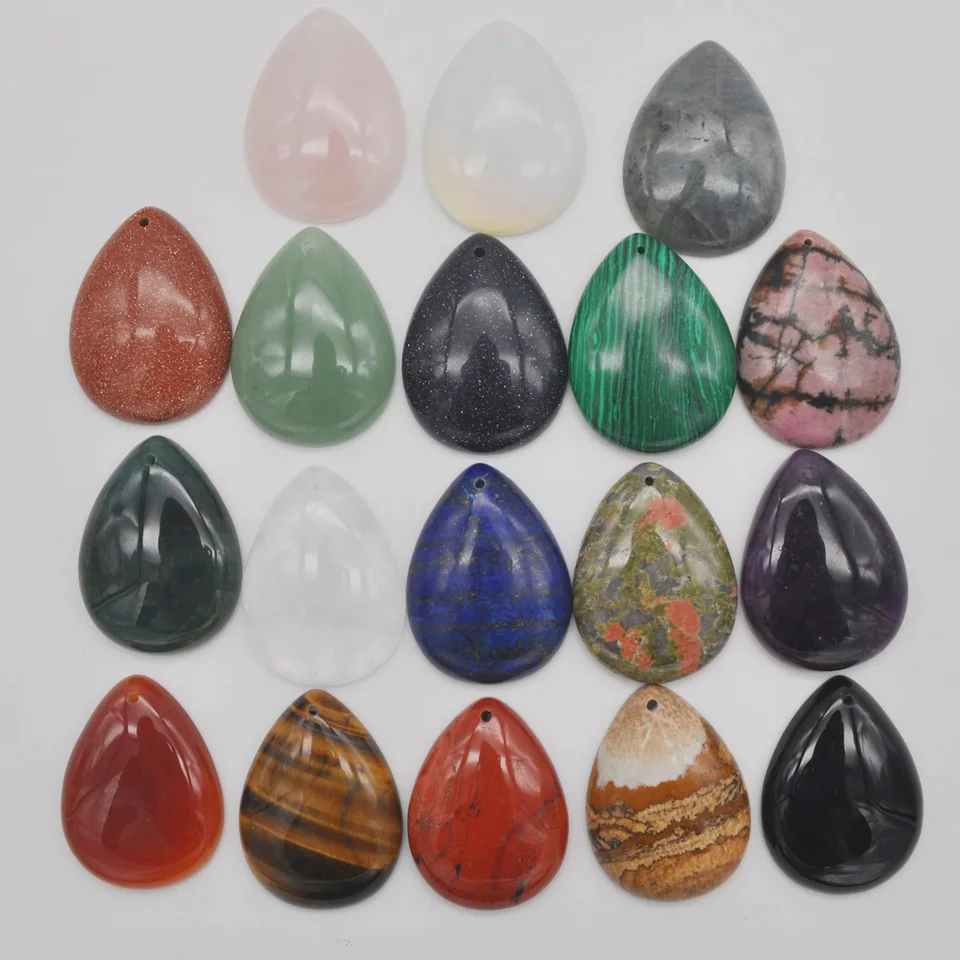 40x30 mm zmiešaný kamenný achát kremeň Krištáľový ametyst lapis tigereye korálky slzy kabíny kabína dierka šperky pre ženu darček prívesok