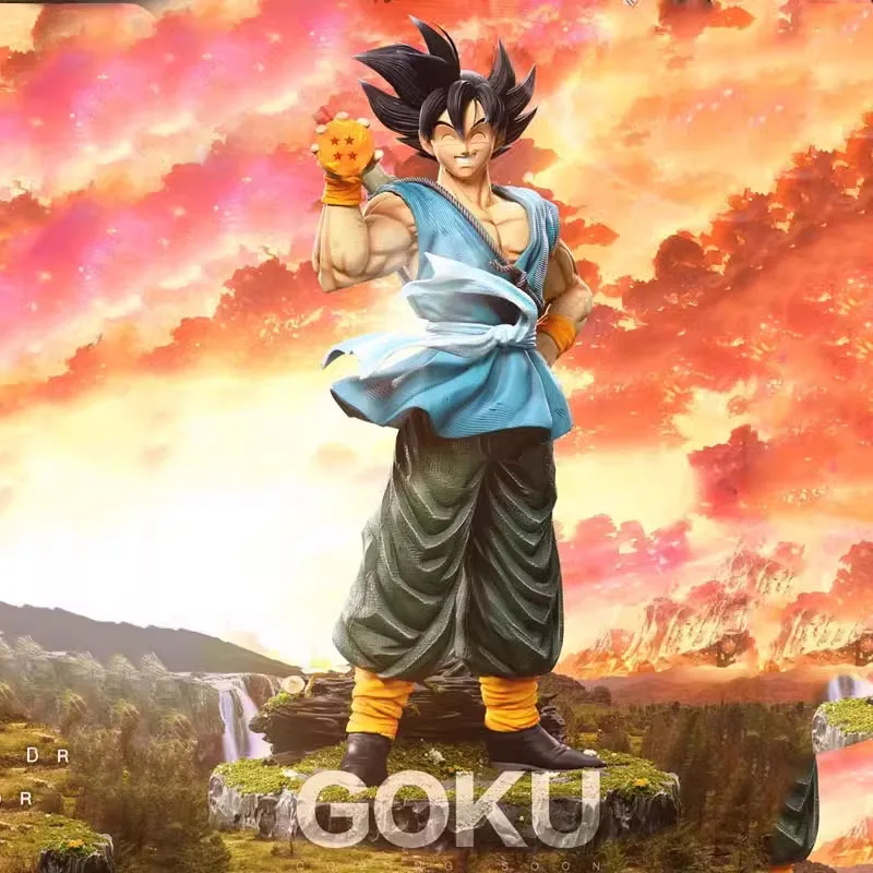 41 cm Dragon Ball Anime DBZ Son Goku Socha Obrázok so 4starovými kryštálovými guľami figúrky Goku Happy Figurín PVC Collection Model Hračky