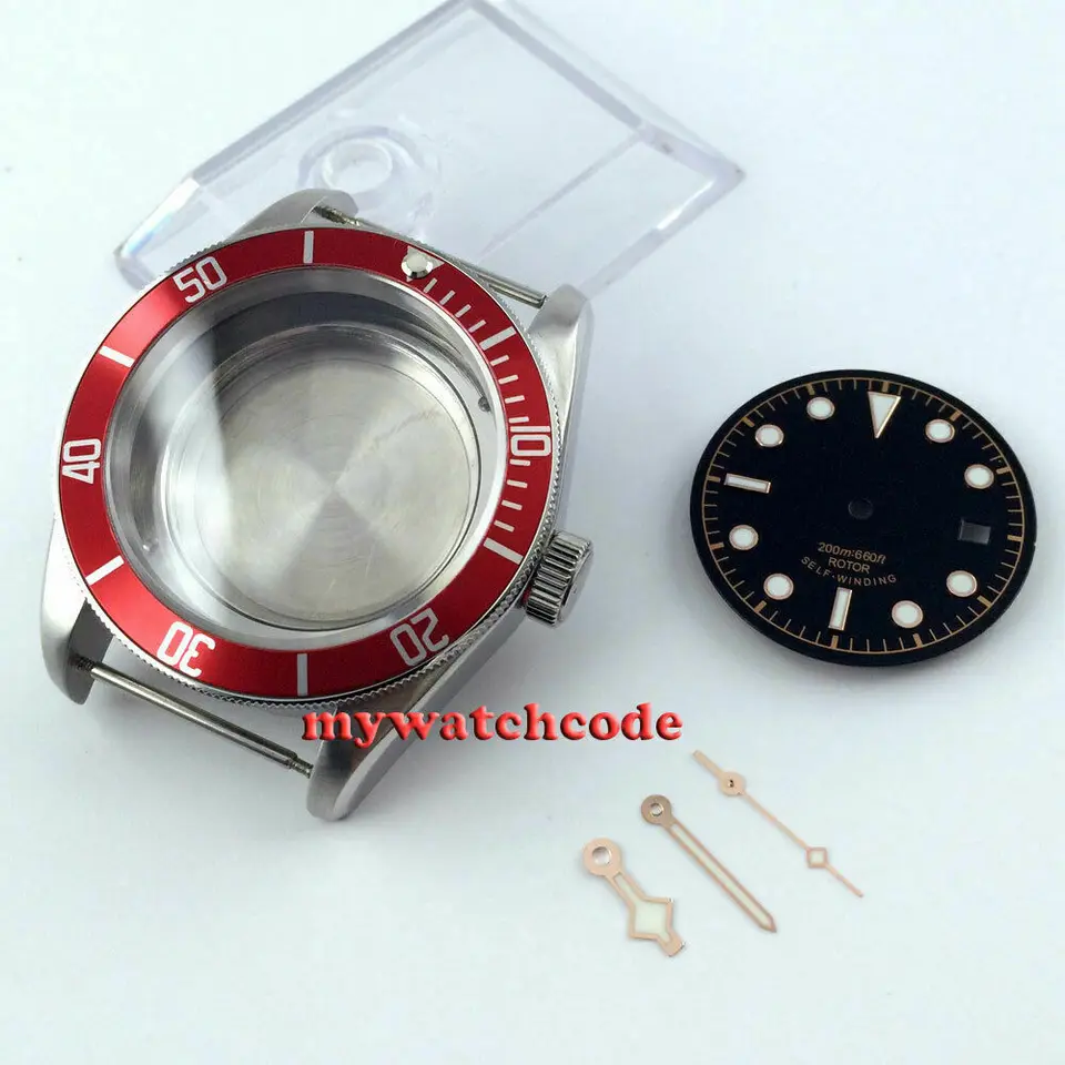 41 mm Set Sapphire Cystal Watch Case + Dial + Hand Fit ETA 2824 2836 Miyota 8215 821A Pohyb