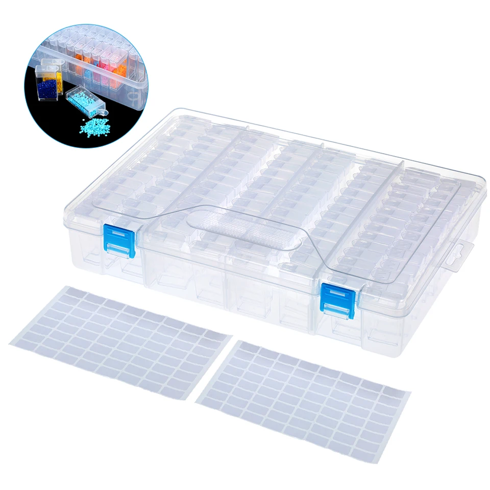 42/64/84/112 Slots Clear Plast Box Storage Box pre šperky Diamond Winkloidy Craft Bead Pill Storage Organizátor
